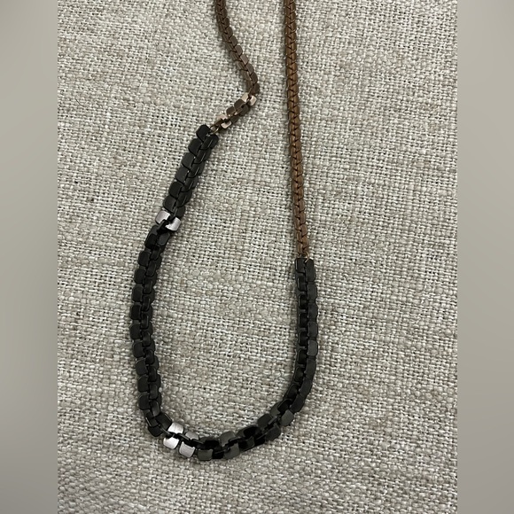64” Long wrap chain statement necklace- copper w dark grey from Anthropologie - Picture 7 of 8